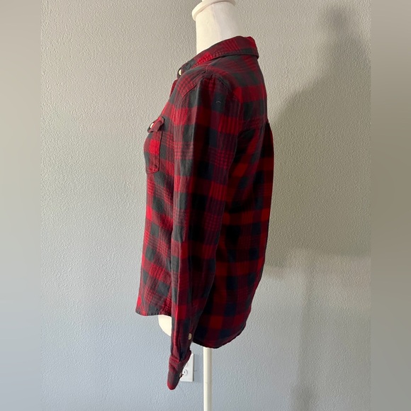 Mossimo Long Sleeve Flannel Button Down Red Navy Shirt Small S - Picture 5 of 6